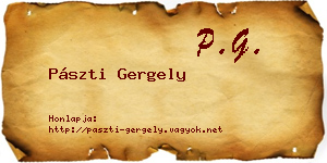 Pászti Gergely névjegykártya