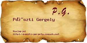 Pászti Gergely névjegykártya